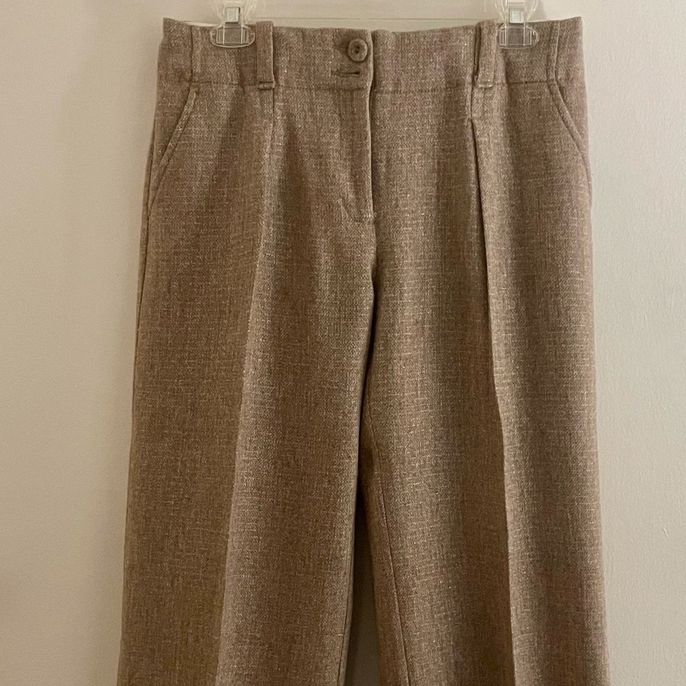 Old Navy Wool Tan Trousers with gold woven pattern